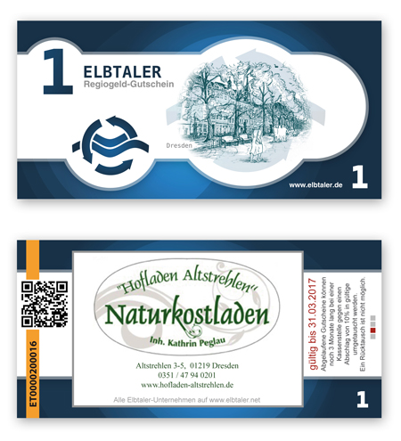 Elbtaler-Schein mit Rückseite