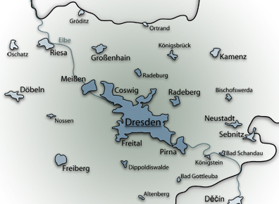 Karte von der Region Dresden